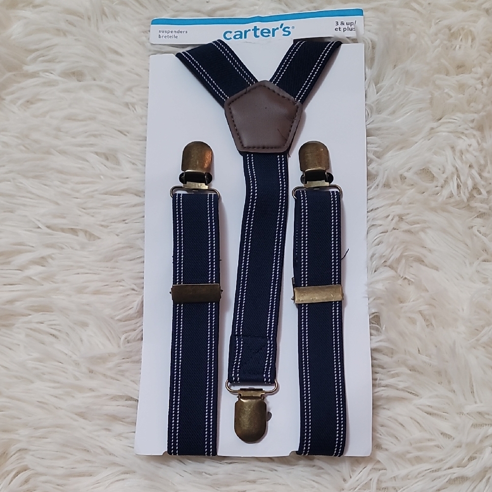 Carter's, Blue and Brown Suspenders with Leather Accents, Boys, Age 3 Yrs And Up